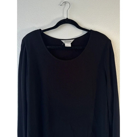 Exclusively Misook Women’s L Black Acrylic Knit Long Sleeve Top Scoop Neck - Picture 2 of 8